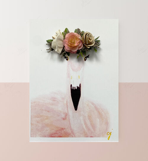 3d floral flamingo print
