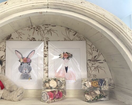 3d floral bunny print