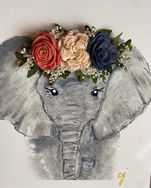 3d Floral Elephant Print