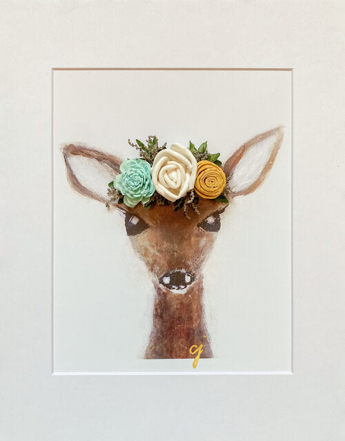 3d floral deer print