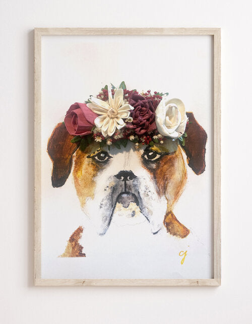 3d floral bulldog print