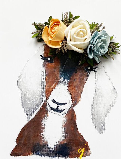 3d floral goat print